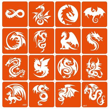 Набір трафаретів для біо-тату "Dragons" dragons-16