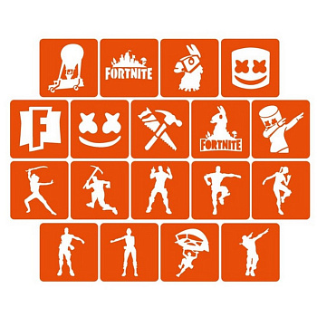 Набір трафаретів для біо-тату "Fortnite" Fortnite_5x5_18_1