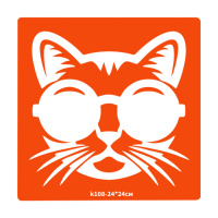Трафарет для біо-тату Котик k108-24*24см, розмір 24х24см