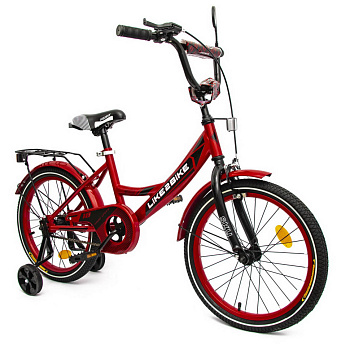 Велосипед дитячий 2-х колісний 18" 211801 (RL7T) Like2bike Sky, бордовий, рама сталь, з дзвінком