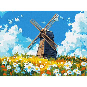 Картина за номерами "Млин посеред поля" ©art_selena_ua KHO6399, 30x40 см  