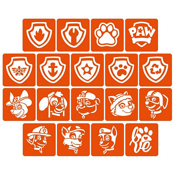 Набір трафаретів для біо-тату "Щенячий патруль" paw-patrul_5x5_18_1
